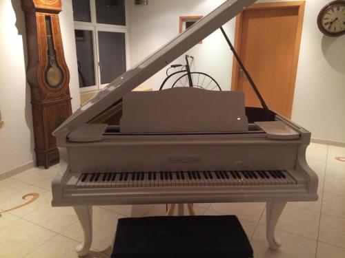 a piano with a box sitting on top of it at Luxus-Loft Atrium -X- in Rorbas