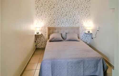 a small bedroom with a bed with two pillows at Cozy Home In Saint-vincent-la-chtr With Wifi in Saint-Vincent-la-Châtre