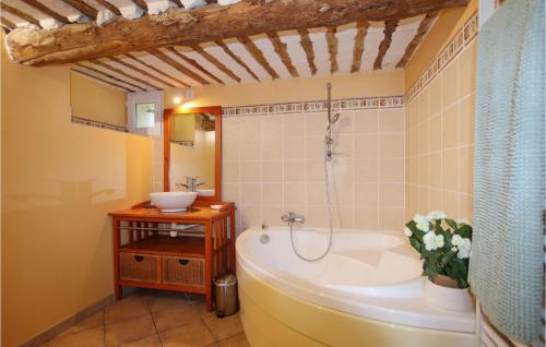 uma casa de banho com uma banheira e um lavatório em Amazing Home In Velleron With Outdoor Swimming Pool And 5 Bedrooms em Velleron