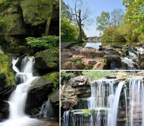 a series of three pictures of a waterfall at Cosy flat close to city centre. in Nether Edge
