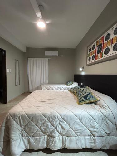 a bedroom with a large white bed in it at Departamento Capital III in La Rioja