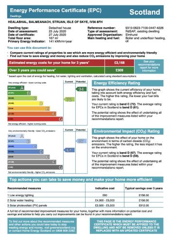 a screenshot of the energy performance certificate evg document at Head In The Skye - Healabhal Cottage in Ose