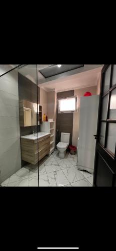 a bathroom with a toilet and a sink at Superbe appart 3pieces a sania plage MARINA SMIR in M'diq