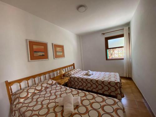 een slaapkamer met 2 bedden en een raam bij Apartamento Nelly A4 in Valle Gran Rey