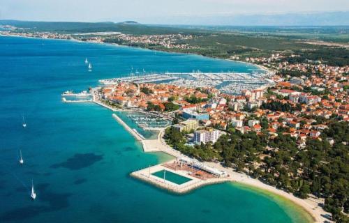 an aerial view of a small island in the water at Peponi Del Mar II in Biograd na Moru