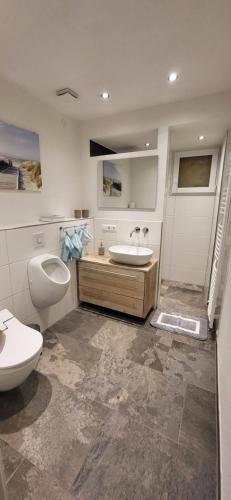 a bathroom with a toilet and a sink at Ferienwohnung Nani in Kleines Wiesental