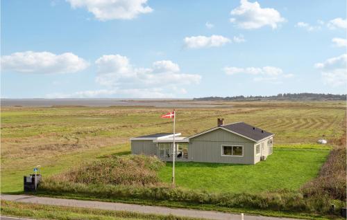 a house in the middle of a field with a flag at Nice Home In Ulfborg With Wifi in Ulfborg