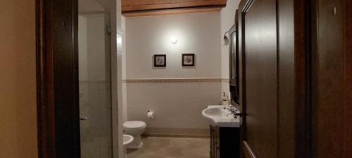 a small bathroom with a toilet and a sink at Agriturismo Villa Le Vigne in Montevarchi