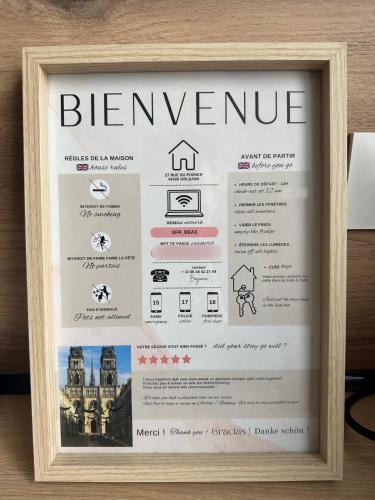Certificado, premio, señal o documento que está expuesto en Magnifique Studio - Hypercentre ancien pieton Orléans - Wifi - Accès autonome