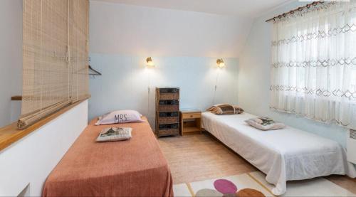 a bedroom with two beds and a window at Türi Holiday Home, a simple house in Türi