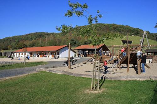 a group of people playing in a playground at Ferienwohnung Neli am Rhein in Rheinbrohl