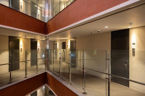 a row of glass doors in a building at OCEAN PARK 9 in Incheon