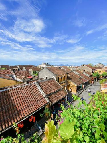 an overhead view of a village with roofs at Kemi House Hoi An in Hoi An