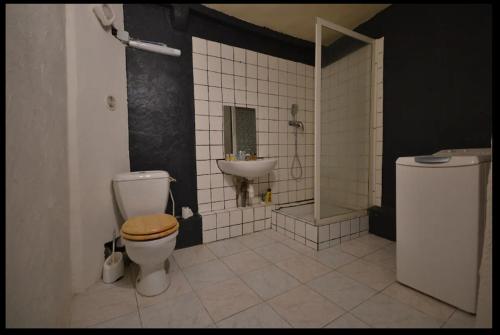 une salle de bain avec toilettes et lavabo dans l'établissement Studio VILLAGE 2ème étage, à Entrecasteaux