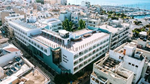 an overhead view of a city with buildings at Santa Marina Unique Hotel in Agios Nikolaos