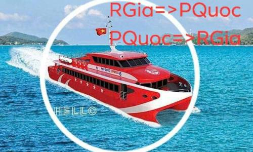 un barco rojo en el agua en el océano en NHÀ NGHỈ BẾN TÀU en Rạch Giá