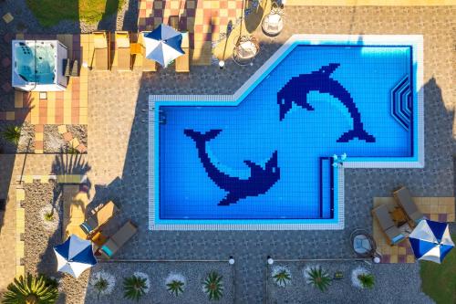 uma piscina com dois dinossauros em Villa Rose em Kolimbia