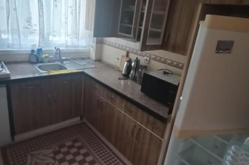 una cucina con lavandino e frigorifero di B.oğlu ada kiralık müstakil ev a Darıca
