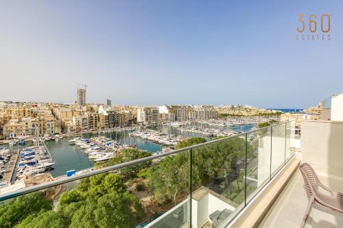 a view of a marina from the balcony of a apartment at Wonderful marina 3BR home, with LUX interior w/AC by 360 Estates in Tal-Pietà