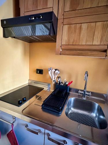 a kitchen with a sink and a stove top oven at VIASANMARCO12.APT in Torre deʼ Busi