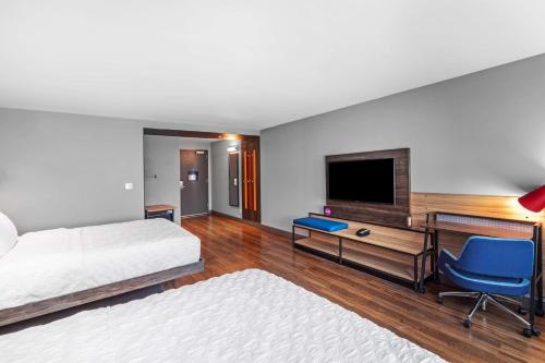 a bedroom with a bed and a desk and a tv at Tru By Hilton Laredo Airport Area, Tx in Laredo