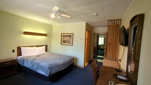 une chambre d'hôtel avec un lit et une télévision dans l'établissement Mariner motor hotel, à Collingwood
