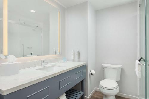 a white bathroom with a sink and a toilet at Hampton Inn & Suites Huntsville Downtown, Al in Huntsville