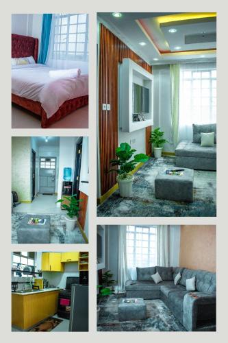 a collage of four pictures of a room at Urban Elegance in Nairobi