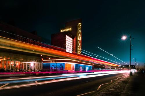 a city street at night with streaks of lights at Holiday Inn Express Ramsgate – Minster by IHG in Ramsgate