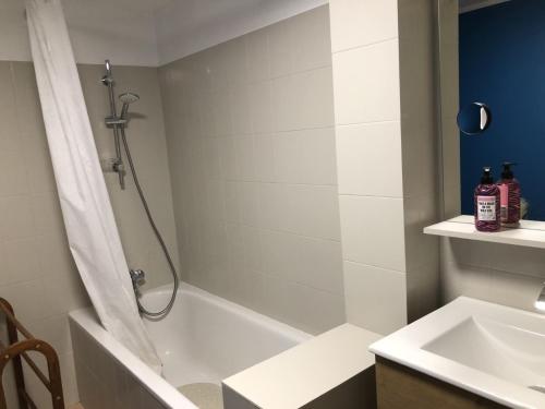 a bathroom with a shower and a sink at chambre 24h du mans in Le Mans