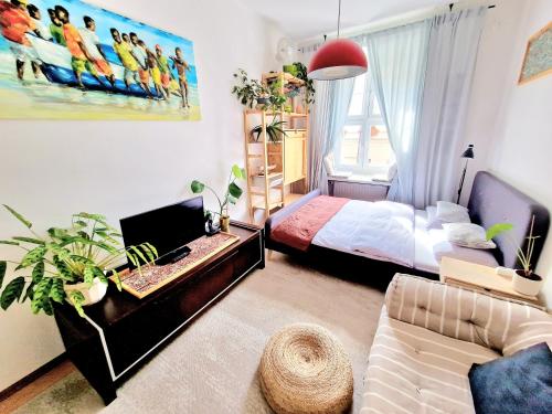 Postel nebo postele na pokoji v ubytování INNY Apartament Rynek Opole