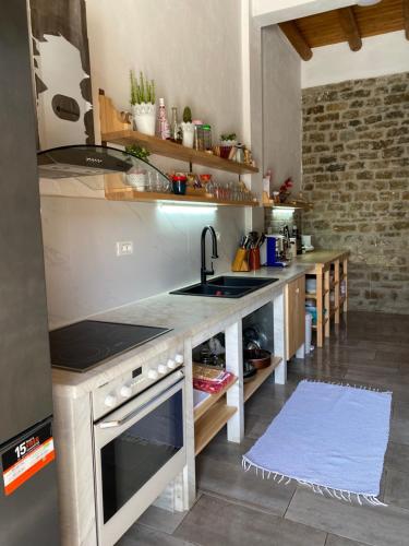 kuchnia ze zlewem i blatem w obiekcie Vila Ramaj w mieście Berat