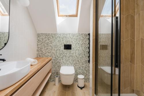 a bathroom with a toilet and a sink at Siema Siemiany in Siemiany