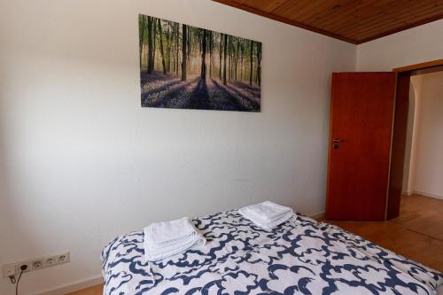 Katil atau katil-katil dalam bilik di Tolle Wohnung mit Panoramablick