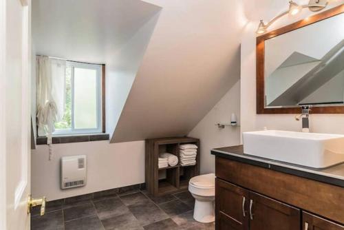 a bathroom with a sink and a toilet at MTL Artist Loft - Champs in Montréal