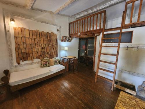 a room with a bunk bed and a ladder at Biktot Ba Arafel in Nimrod