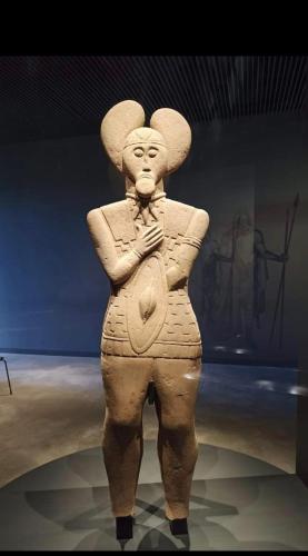 a statue of a woman standing on display in a museum at 2 Zimmer Domizil am Südhang mit Terrasse und Pool in Ortenberg