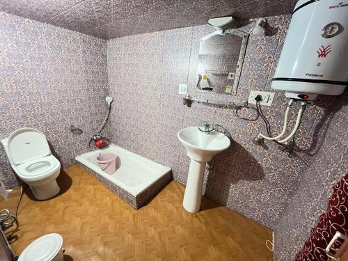 a bathroom with a toilet and a sink at New Silver Jubilee Heritage Group Of Houseboats in Srinagar