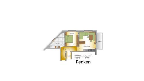 a floor plan of the pantomime house at Apart Eder in Schwendau