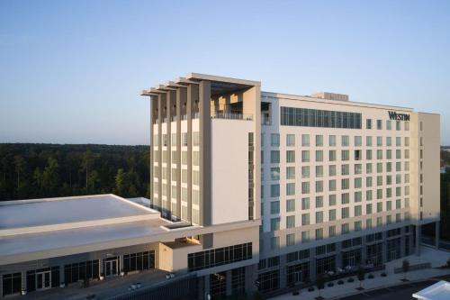 an overhead view of a large office building at The Westin Raleigh-Durham Airport in Raleigh