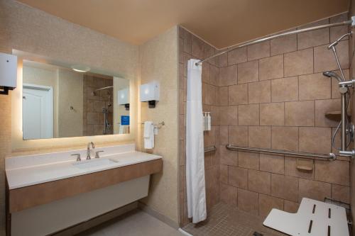 y baño con lavabo y ducha. en Homewood Suites by Hilton Fairfield-Napa Valley Area, en Cordelia Junction