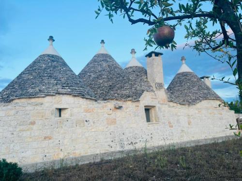 an old stone building with a roof at Scardino Trulli in Locorotondo