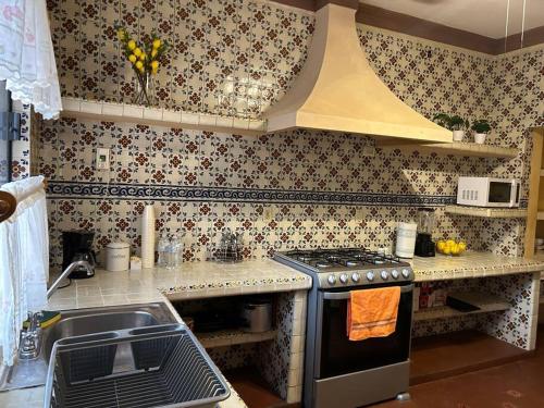 a kitchen with a stove and a sink at Hermosa casa estilo Mexicano in Monterrey