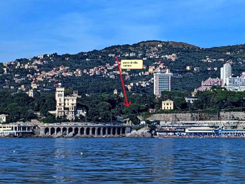 a city on the shore of a body of water at Nel verde a due passi dal mare in Genova