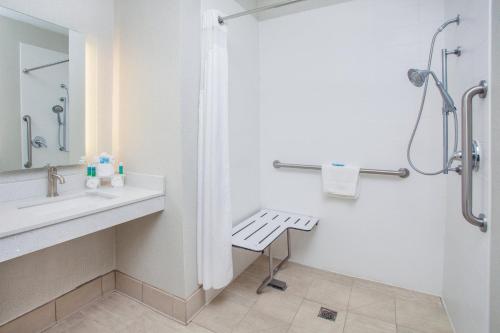 a bathroom with a sink and a shower at Holiday Inn Express & Suites Texarkana, an IHG Hotel in Texarkana - Texas