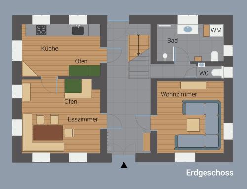 a floor plan of a house at Ferienhaus FERGUNNA direkt am Kammweg mit Sauna in Marienberg