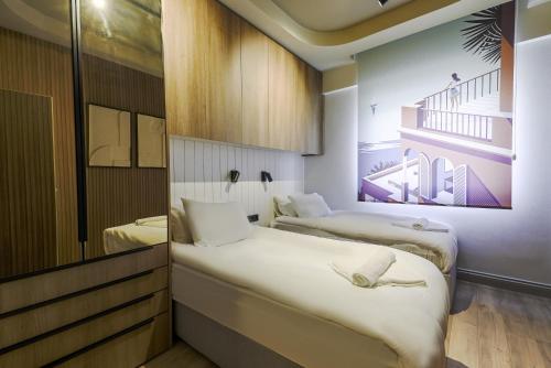 Postel nebo postele na pokoji v ubytování Flat w Pool Garden 3 min to Beach in Antalya