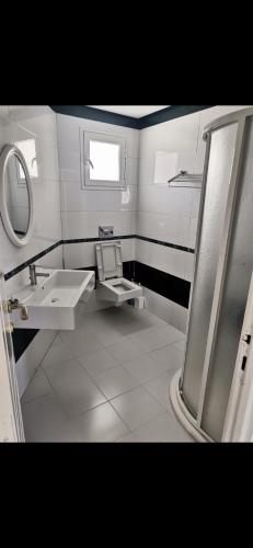 a bathroom with a sink and a shower at Appartement panorama in Tunis