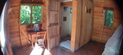 an overhead view of a cabin with a table and a window at Mombacho Lodge in Granada