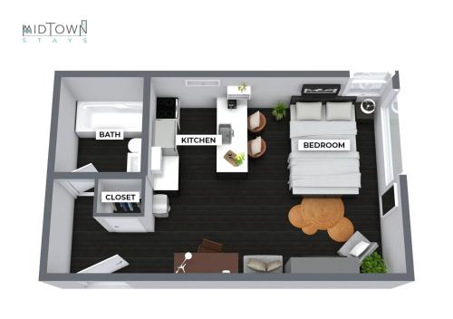 a rendering of a floor plan of a house at Stylish Boutique Studio in London